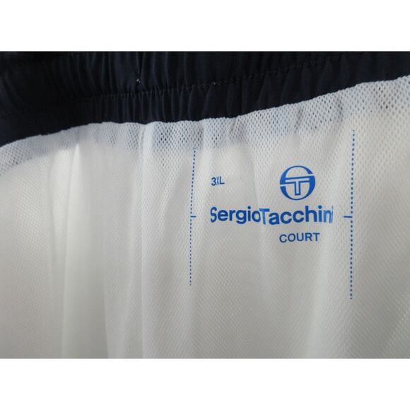 NWOT Sergio Tacchini TCP Shorts Mens Size 3XL Mesh Lined WHITE NAVY BLUE Shorts - Picture 9 of 11